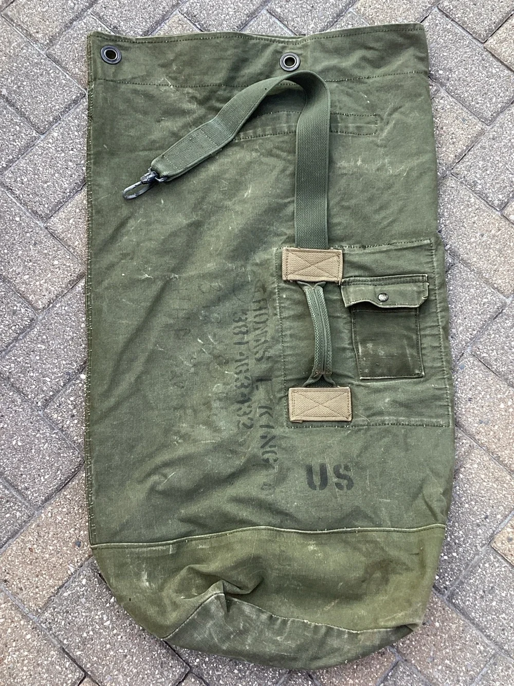 Vintage US Army Military Duffel Bag Large 21